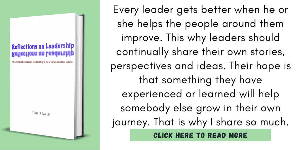 Excerpt from my book, Reflections on Leadership:
"Every leader gets better when he or she helps the people around them improve. This why leaders should continually share their own stories, perspectives and ideas. Their hope is that something they have experienced or learned will help somebody else grow in their own journey. That is why I share so much."
Click here to read more.